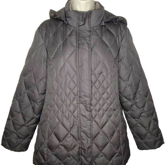 Macintosh New England Women's Quilted Winter Coat M Brown Removable Hood Zipper - Picture 12 of 15